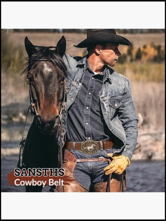 Western Cowboy Belt Leather Classic Bull Head Buckle Adjustable Snap Button
